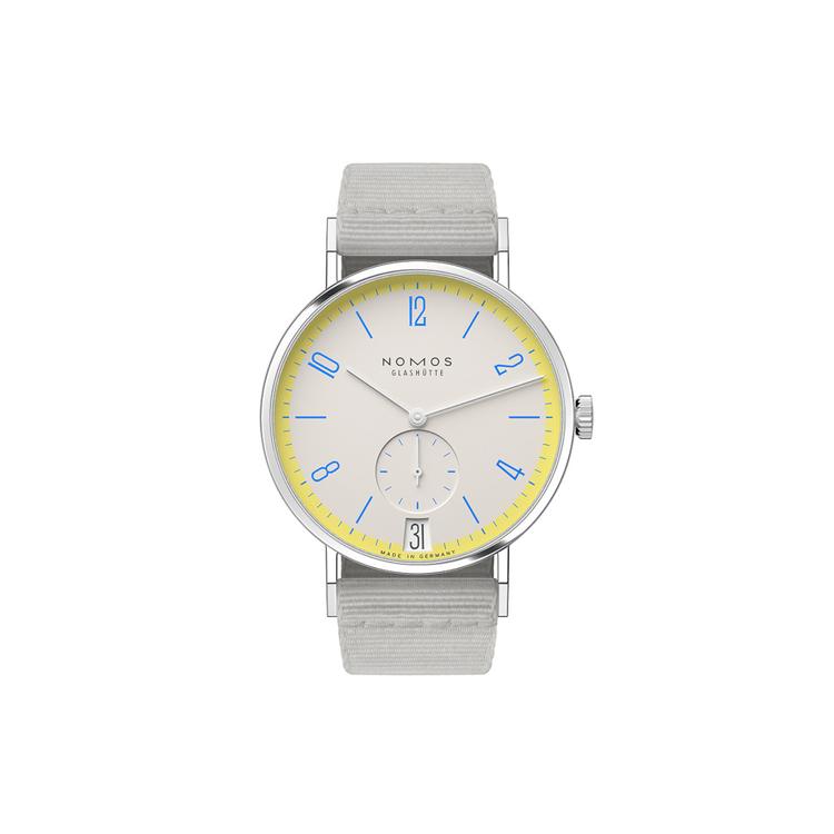 NOMOS Glashütte Tangente 38 Datum Lemonbiscuit 179.S10 Weißes 