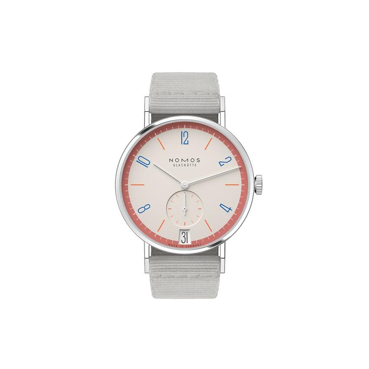 NOMOS Glashütte Tangente 38 Datum Love 179.S2 Weißes Zifferblatt